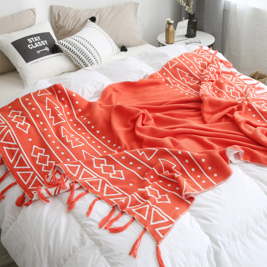 Women Cozy Knit Blanket with Modern Patterns Bowlift