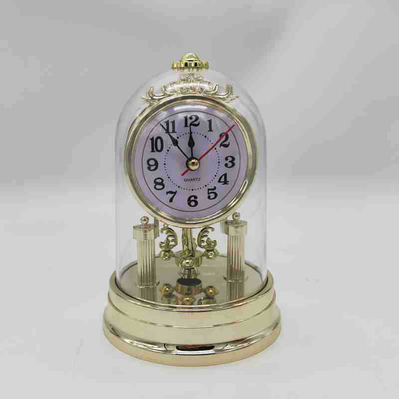 Classic table clock in elegant glass case Bowlift