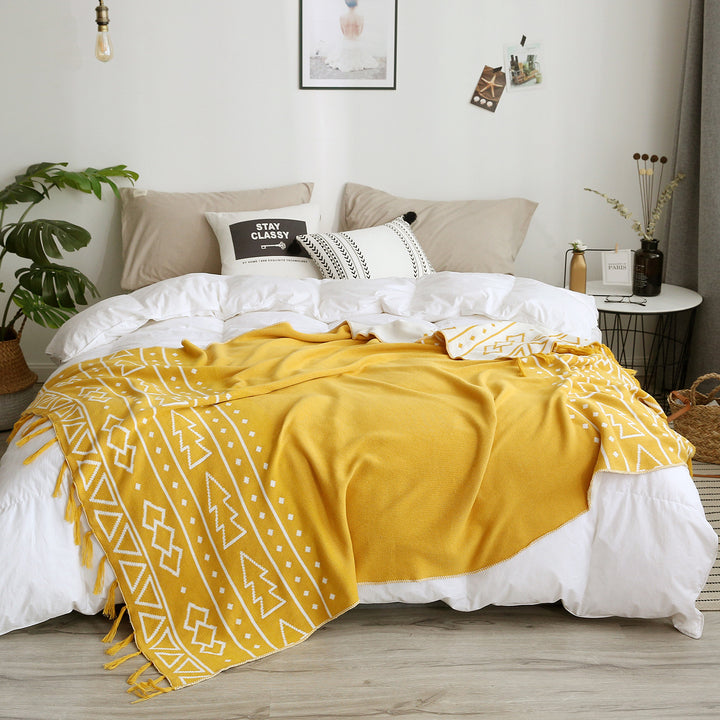 Women Cozy Knit Blanket with Modern Patterns Bowlift