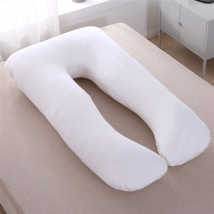 full-body U-shaped pregnancy support pillow with ergonomic lumbar and hip contour and removable breathable cover Bowlift