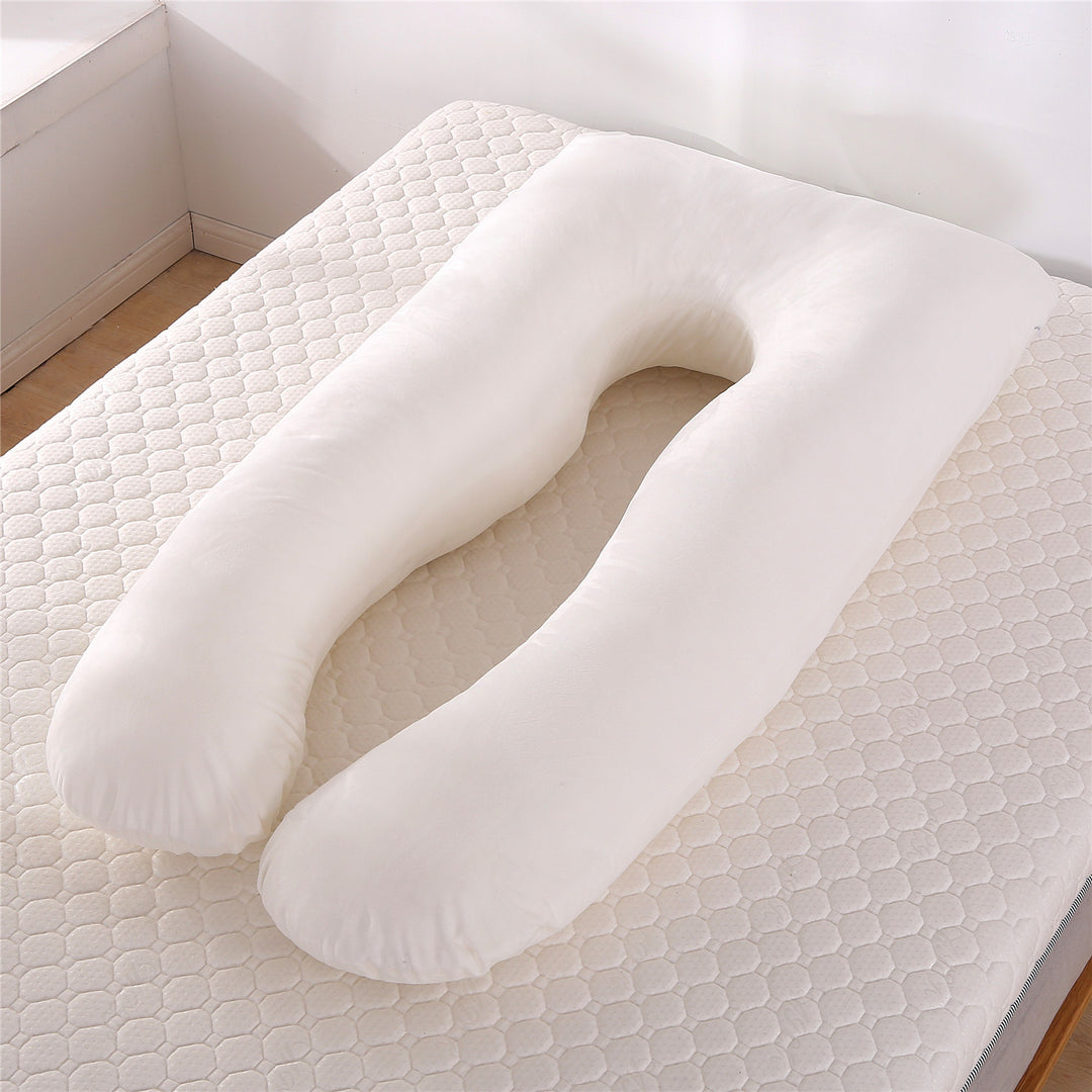 full-body U-shaped pregnancy support pillow with ergonomic lumbar and hip contour and removable breathable cover Bowlift