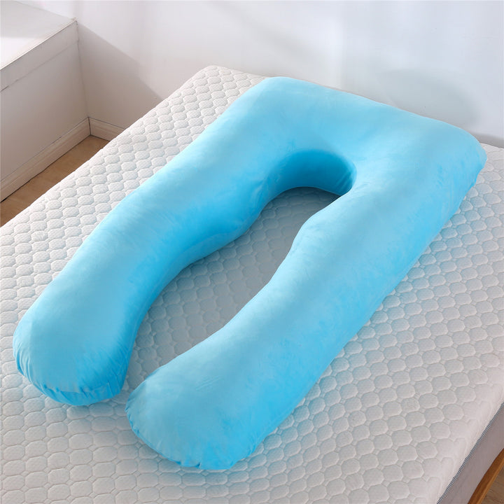 full-body U-shaped pregnancy support pillow with ergonomic lumbar and hip contour and removable breathable cover Bowlift