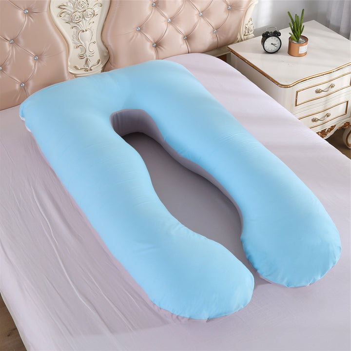 full-body U-shaped pregnancy support pillow with ergonomic lumbar and hip contour and removable breathable cover Bowlift