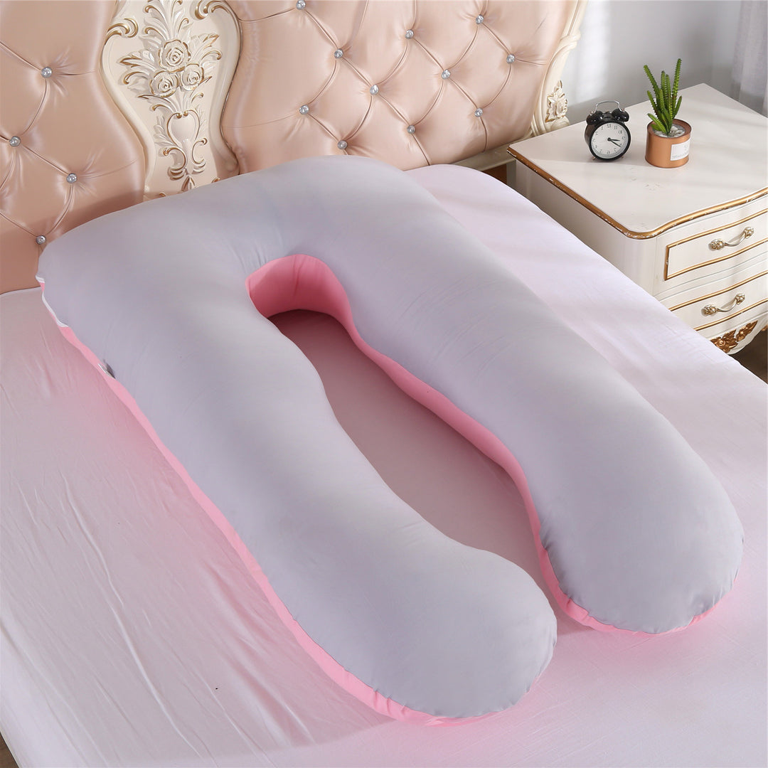 full-body U-shaped pregnancy support pillow with ergonomic lumbar and hip contour and removable breathable cover Bowlift