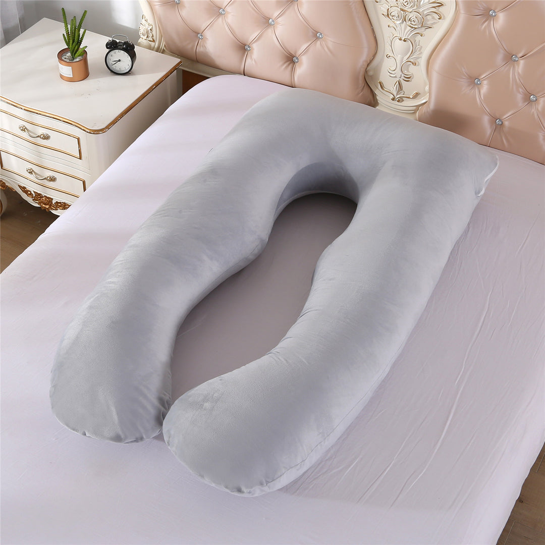 full-body U-shaped pregnancy support pillow with ergonomic lumbar and hip contour and removable breathable cover Bowlift