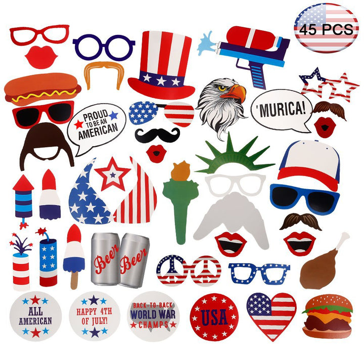Unisex nan Photo Box Accessory Set for Independence Day Party Props Bowlift