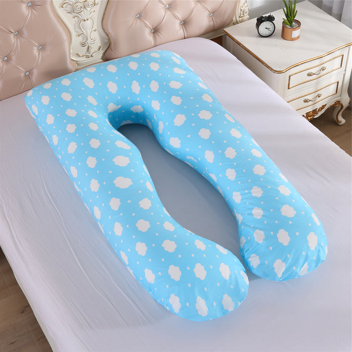 full-body U-shaped pregnancy support pillow with ergonomic lumbar and hip contour and removable breathable cover Bowlift