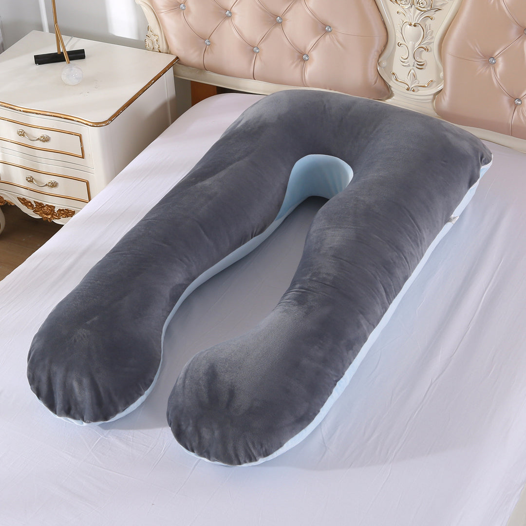 full-body U-shaped pregnancy support pillow with ergonomic lumbar and hip contour and removable breathable cover Bowlift