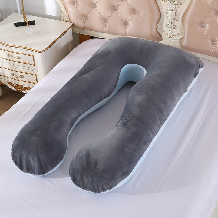 full-body U-shaped pregnancy support pillow with ergonomic lumbar and hip contour and removable breathable cover Bowlift