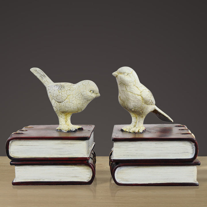 Decorative Bookends with Bird Figurines