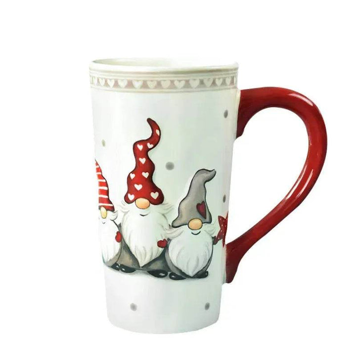 BowLift | Christmas Large Capacity Nordic Christmas Tall Hat Ceramic Relief Mug Cup