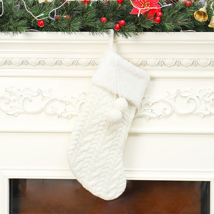 BowLift | Christmas decorations knitted wool thick white stocking