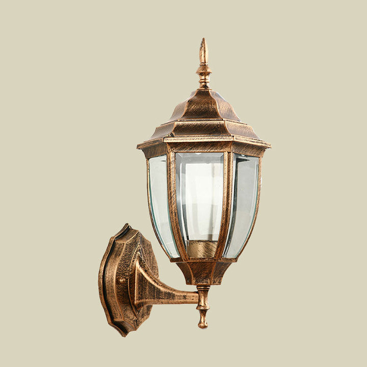 BowLift | One-Pear-Wall-Light with Lantern Shade made of Clear Glass Industrial Outdoor Wall Light Lighting System