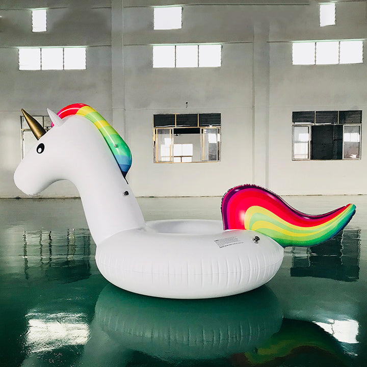 Ladies inflatable unicorn swimming ring with colorful design Bowlift