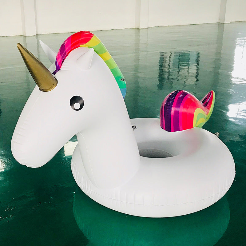 Ladies inflatable unicorn swimming ring with colorful design Bowlift