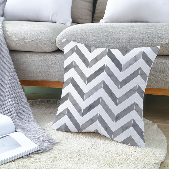 Modern Bold Chevron Square Cushion Cover with Hidden Zipper and Removable Insert Opening