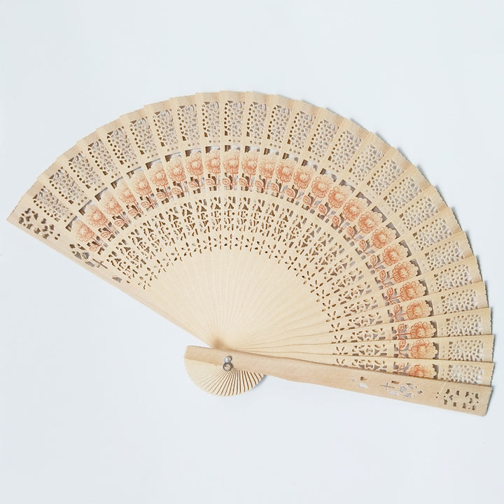 Ladies decorative hand fan made of high-quality wood with intricate cut-out work Bowlift