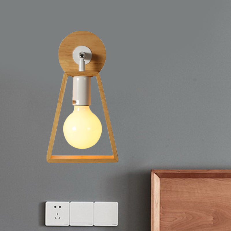 BowLift | 1 head swivel trapeze wall lamp modern design beige wood wall light for bedroom