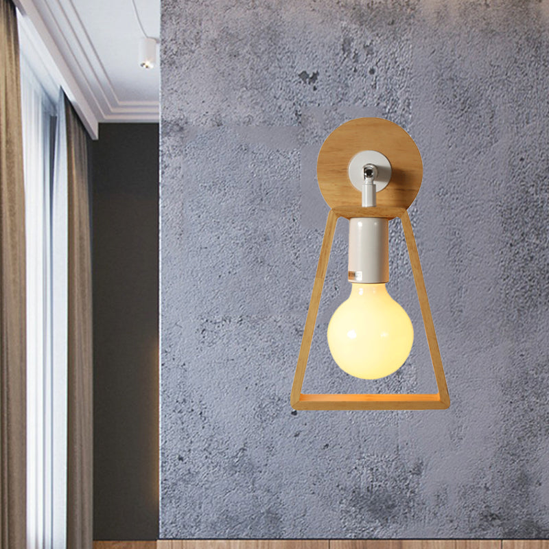 BowLift | 1 head swivel trapeze wall lamp modern design beige wood wall light for bedroom