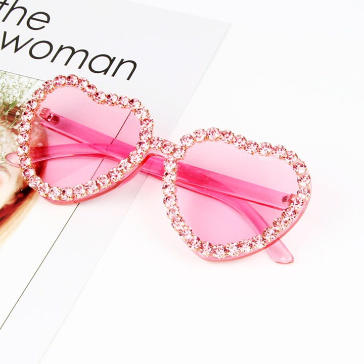 Women's Heart Shape Sunglasses with Sparkling Crystal Frame Bowlift