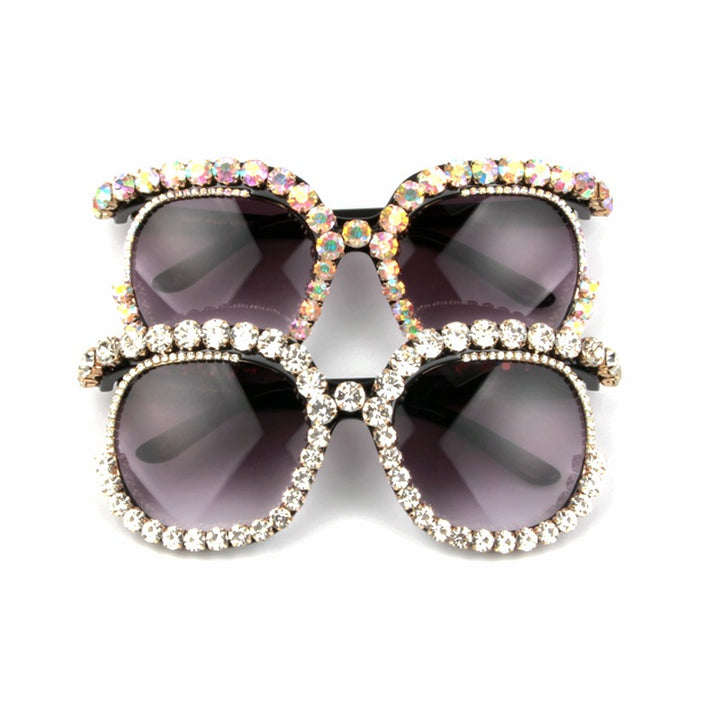 Women's stylish oversized sunglasses with sparkling rhinestone applications Bowlift