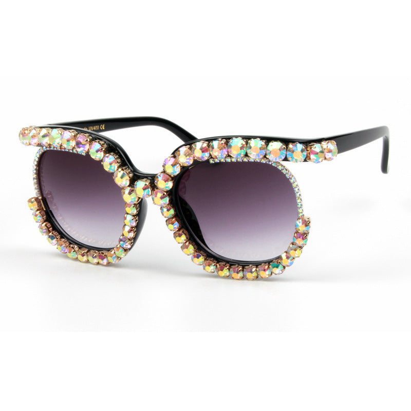 Women's stylish oversized sunglasses with sparkling rhinestone applications Bowlift