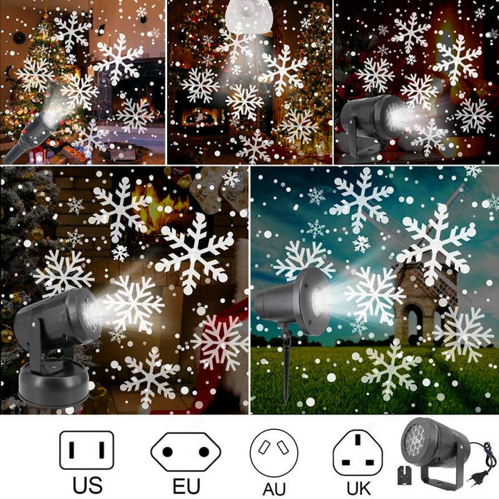 BowLift | LED Christmas Projector Snowflakes Light Show – Waterproof Outdoor Lamp with 16 Patterns