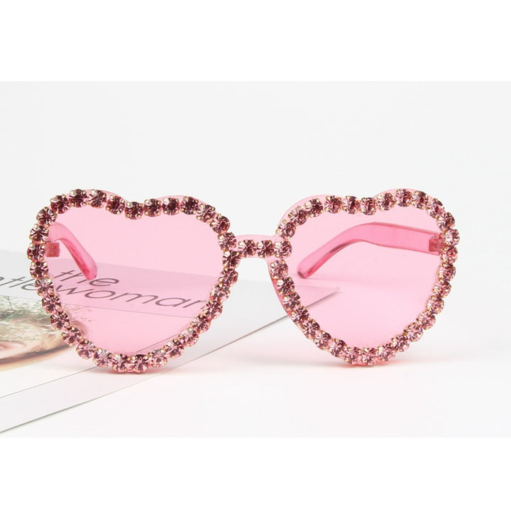 Women's Heart Shape Sunglasses with Sparkling Crystal Frame Bowlift