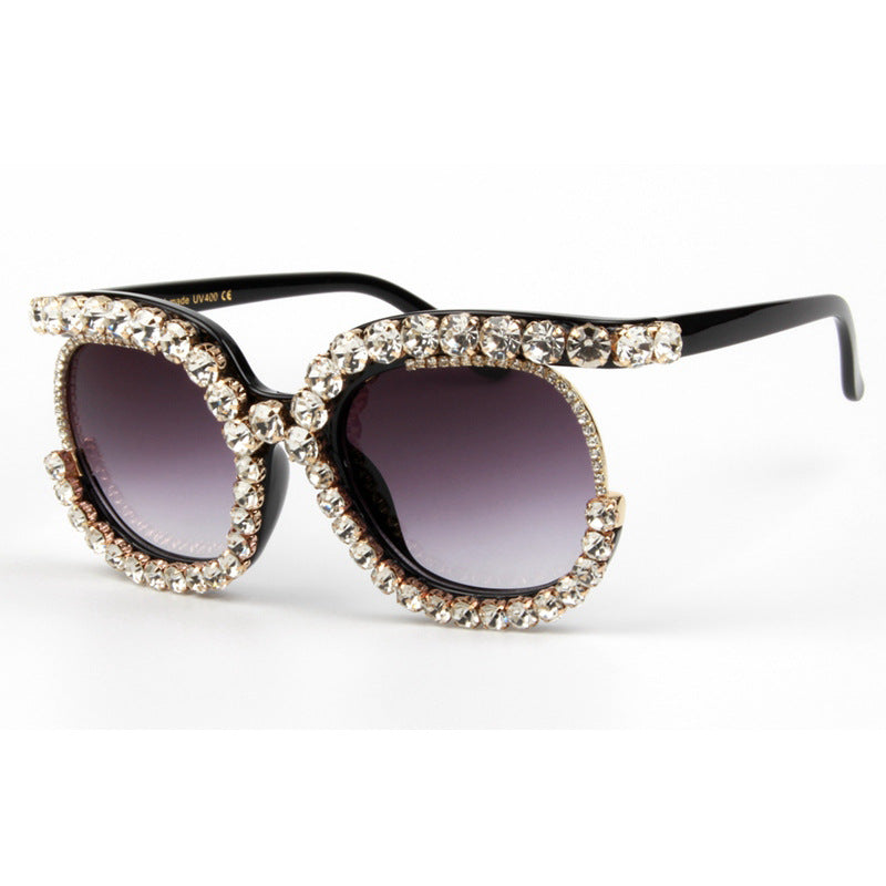 Women's stylish oversized sunglasses with sparkling rhinestone applications Bowlift