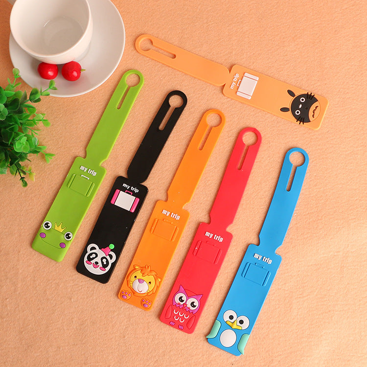 silicone cartoon animal luggage strap with hidden ID card pocket Bowlift