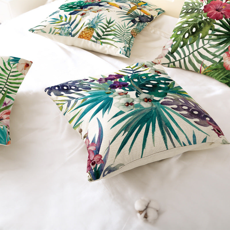 Tropical Pineapple Canvas Decorative Pillow Cover