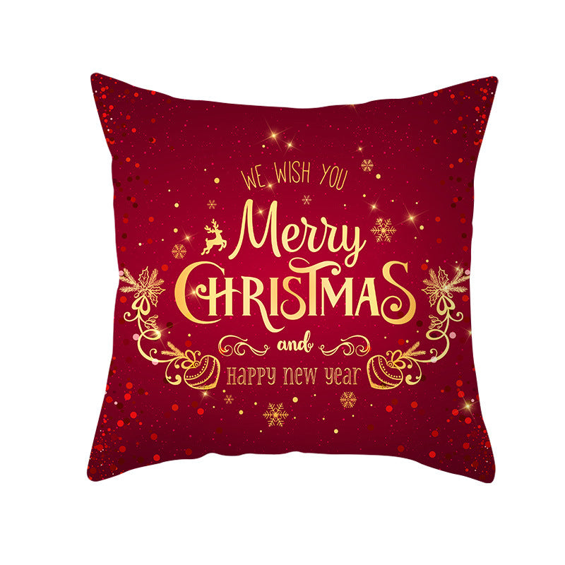 Festive Square Decorative Cushion Cover with Metallic Script Print and Concealed Zipper
