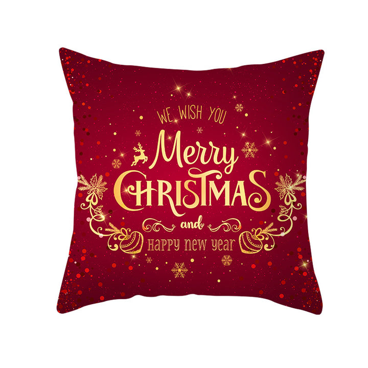 Festive Square Decorative Cushion Cover with Metallic Script Print and Concealed Zipper