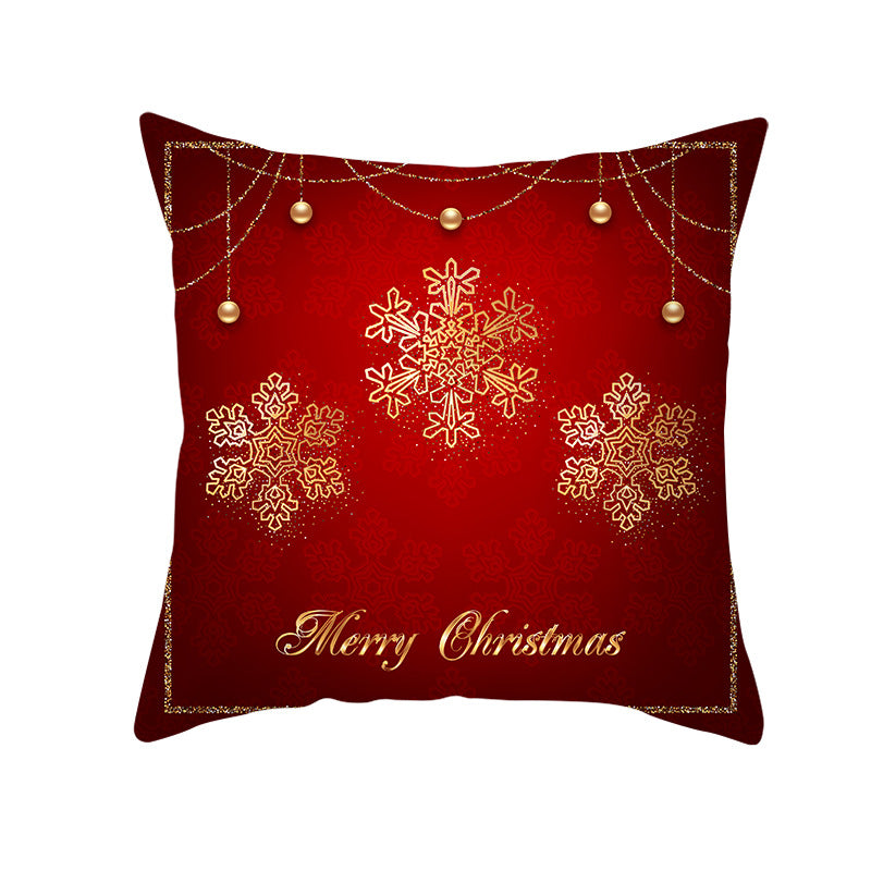 Festive Square Decorative Cushion Cover with Metallic Script Print and Concealed Zipper