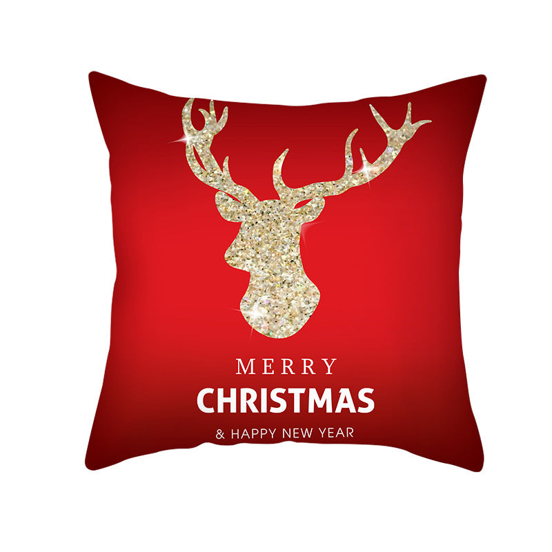 Festive Square Decorative Cushion Cover with Metallic Script Print and Concealed Zipper