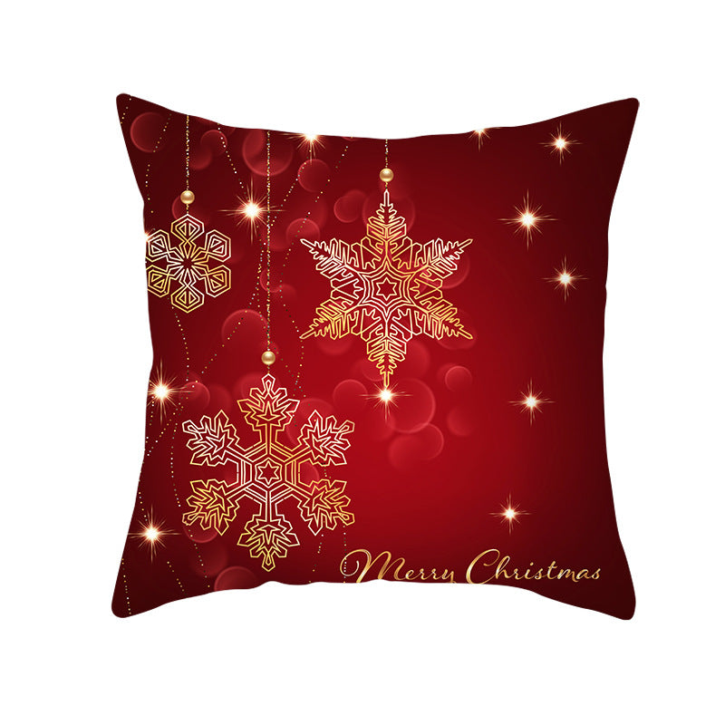 Festive Square Decorative Cushion Cover with Metallic Script Print and Concealed Zipper