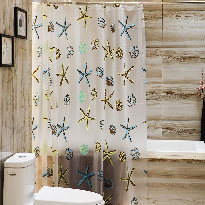 Coastal-Themed Shower Curtain Bowlift
