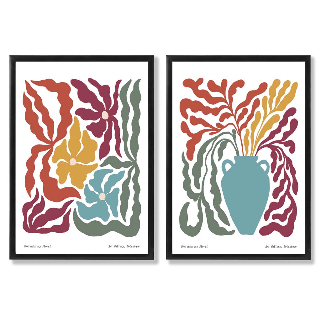 Colorful Boho Flower Frame Set of 2 Art Prints | Bowlift
