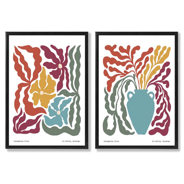 Colorful Boho Flower Frame Set of 2 Art Prints | Bowlift