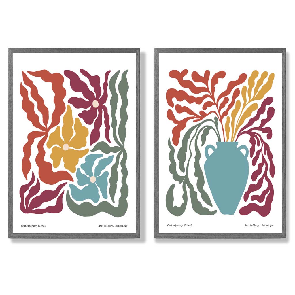 Colorful Boho Flower Frame Set of 2 Art Prints | Bowlift