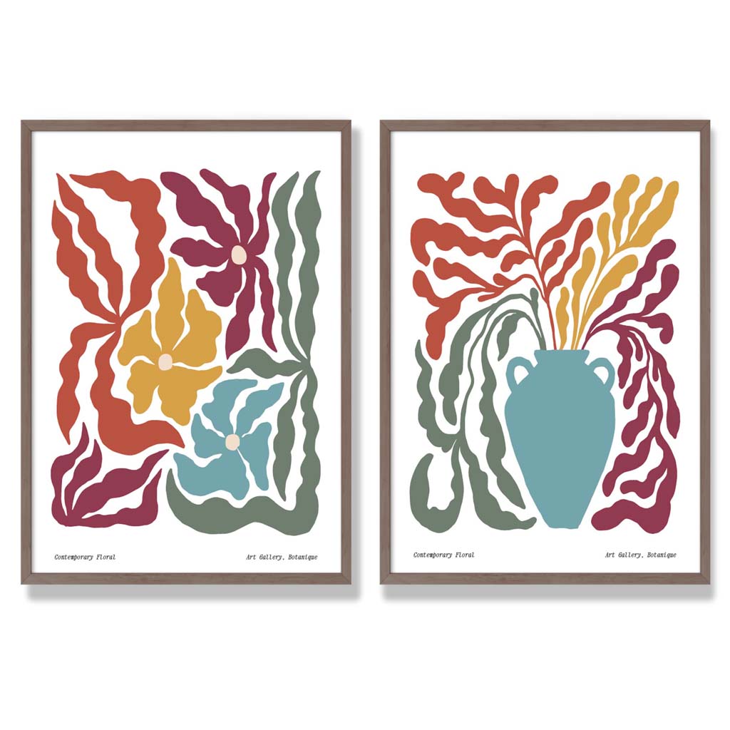 Colorful Boho Flower Frame Set of 2 Art Prints | Bowlift