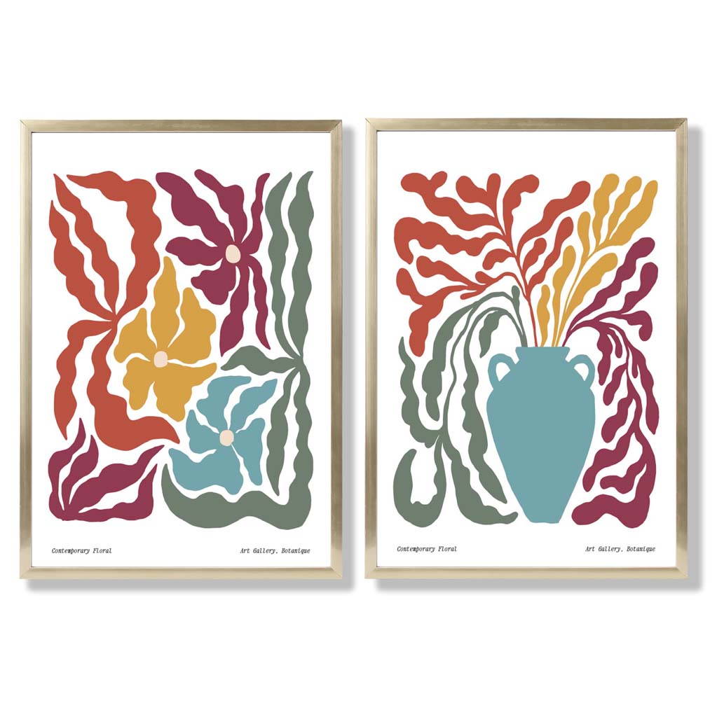 Colorful Boho Flower Frame Set of 2 Art Prints | Bowlift