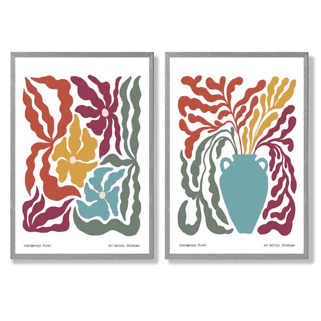 Colorful Boho Flower Frame Set of 2 Art Prints | Bowlift