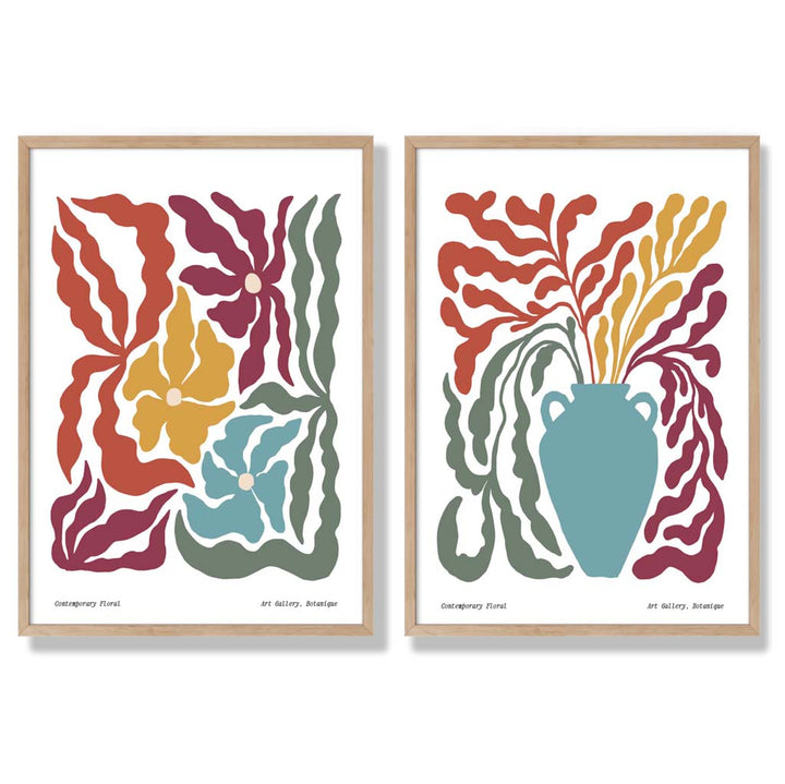 Colorful Boho Flower Frame Set of 2 Art Prints | Bowlift