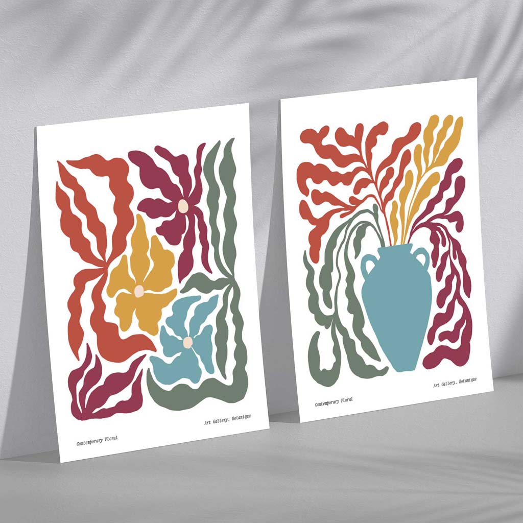 Colorful Boho Flower Frame Set of 2 Art Prints | Bowlift