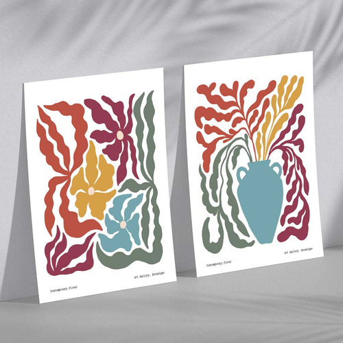 Colorful Boho Flower Frame Set of 2 Art Prints | Bowlift