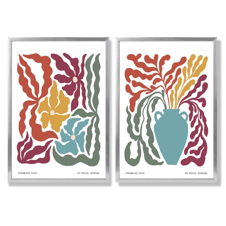 Colorful Boho Flower Frame Set of 2 Art Prints | Bowlift