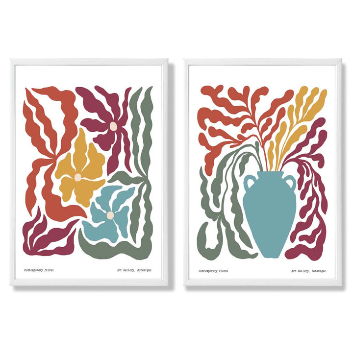 Colorful Boho Flower Frame Set of 2 Art Prints | Bowlift