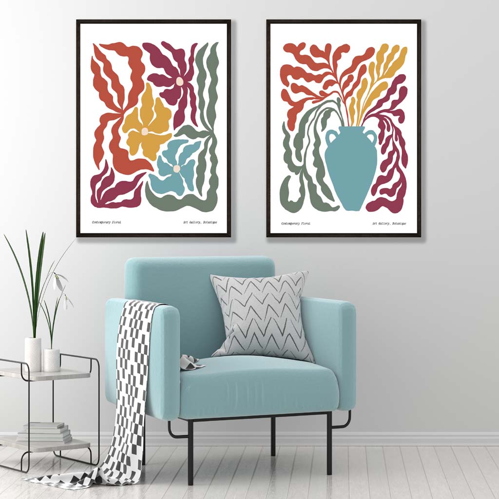 Colorful Boho Flower Frame Set of 2 Art Prints | Bowlift