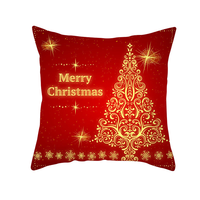 Festive Square Decorative Cushion Cover with Metallic Script Print and Concealed Zipper